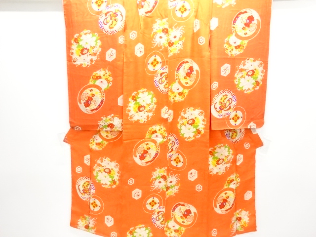 JAPANESE KIMONO / ANTIQUE KIMONO / SILK / MON KINSHA / FLOWER ROUNDEL